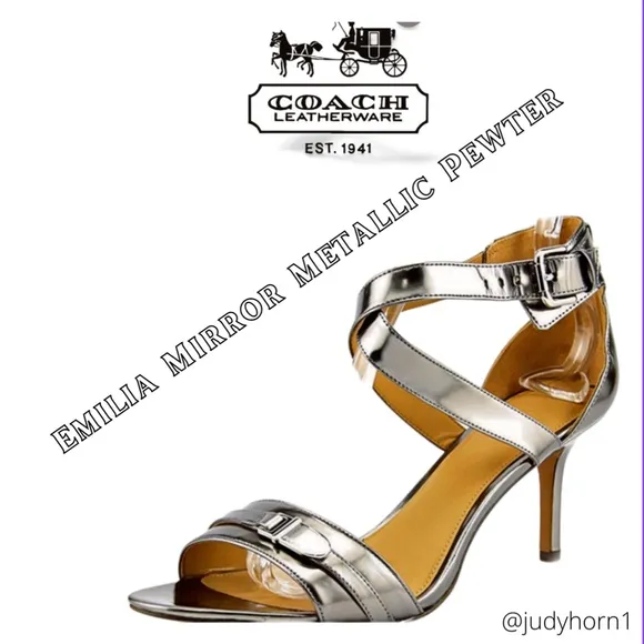 Coach Women's Emilia Mirror Metallic Pewter Ankle Buckle
