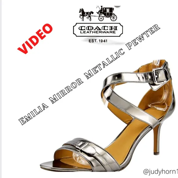 Coach Women's Emilia Mirror Metallic Pewter Ankle Buckle