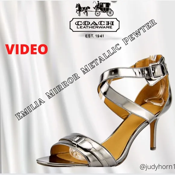 Coach Women's Emilia Mirror Metallic Pewter Ankle Buckle