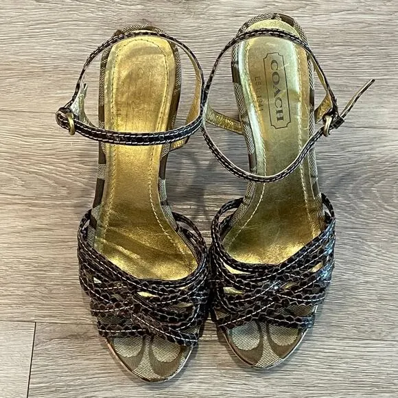 Coach Womens Heels Size 6 Festival Stilettos Open Toe Sandals Wedding Party