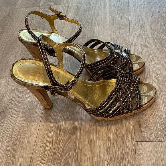 Coach Womens Heels Size 6 Festival Stilettos Open Toe Sandals Wedding Party