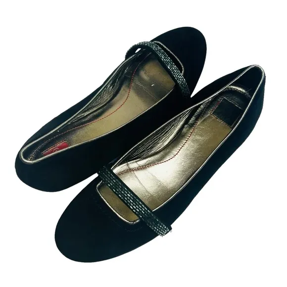 Coach Black Suede Flats ELISSA Shoes Size 8B