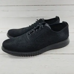 Cole Haan 2 ZeroGrand‎ Stitchlite Wingtip Oxford Men 12 Lazer Black Shoes C28527