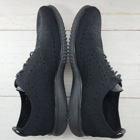 Cole Haan 2 ZeroGrand‎ Stitchlite Wingtip Oxford Men 12 Lazer Black Shoes C28527