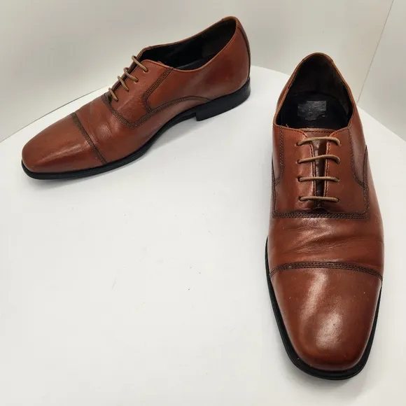 Cole Haan dress shoes men's 11.5 brown glossy leather oxford formal classic prom