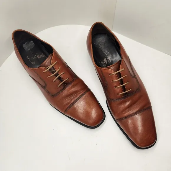Cole Haan dress shoes men's 11.5 brown glossy leather oxford formal classic prom