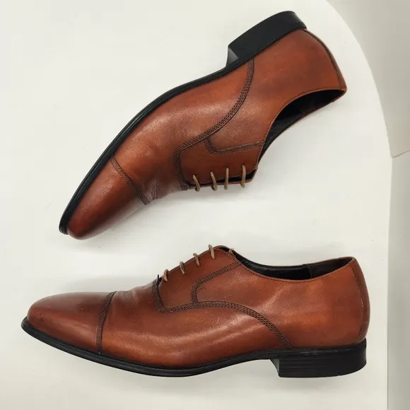 Cole Haan dress shoes men's 11.5 brown glossy leather oxford formal classic prom