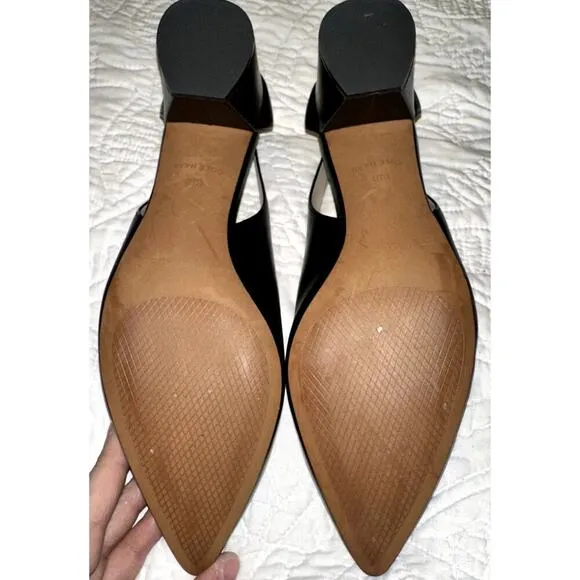 Cole Haan Emilee Leather Black Pump Block Heel Shoes Size 5B Womens Slip On