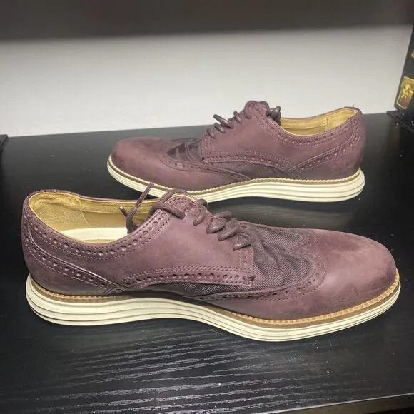 Cole Haan Grand OS Men Sz 8 M Burgundy Wingtip Leather Shoes Model C23405