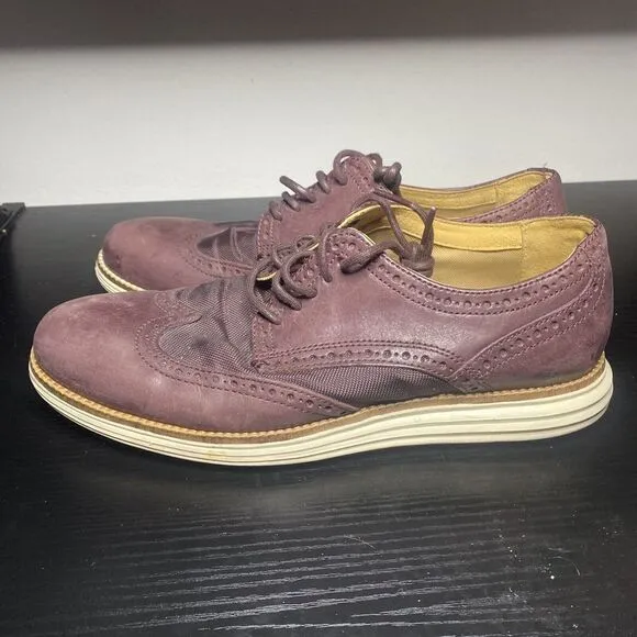 Cole Haan Grand OS Men Sz 8 M Burgundy Wingtip Leather Shoes Model C23405