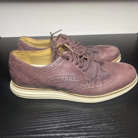 Cole Haan Grand OS Men Sz 8 M Burgundy Wingtip Leather Shoes Model C23405