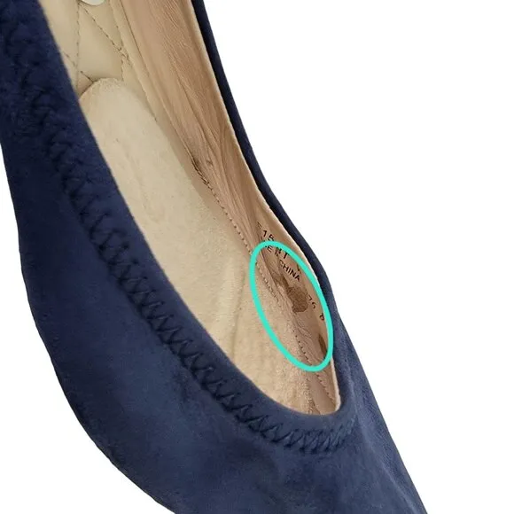 Cole Haan Leather Wedge Shoes Women 8.5 Blue Suede Loafer Slip On Cushioned 39