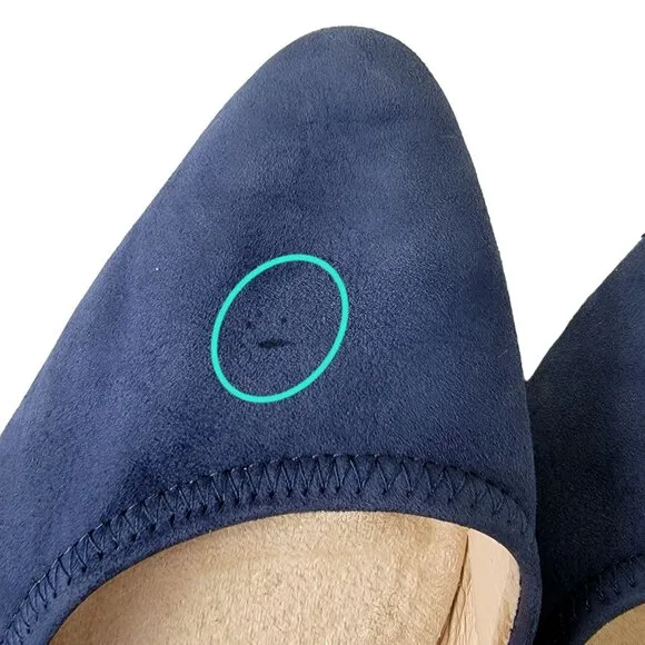 Cole Haan Leather Wedge Shoes Women 8.5 Blue Suede Loafer Slip On Cushioned 39