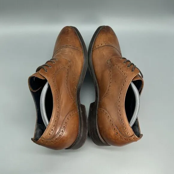 Cole Haan Men 10.5 Oxford Brown Leather Wingtip Jefferson Grand OS Cap Toe Shoes