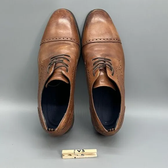 Cole Haan Men 10.5 Oxford Brown Leather Wingtip Jefferson Grand OS Cap Toe Shoes