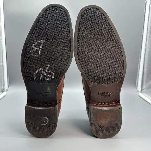 Cole Haan Men 10.5 Oxford Brown Leather Wingtip Jefferson Grand OS Cap Toe Shoes