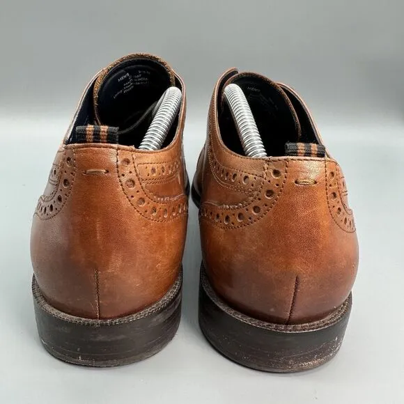 Cole Haan Men 10.5 Oxford Brown Leather Wingtip Jefferson Grand OS Cap Toe Shoes
