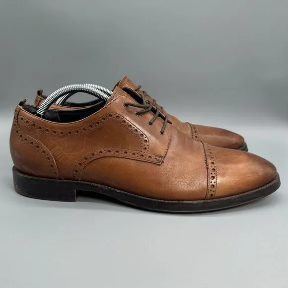 Cole Haan Men 10.5 Oxford Brown Leather Wingtip Jefferson Grand OS Cap Toe Shoes