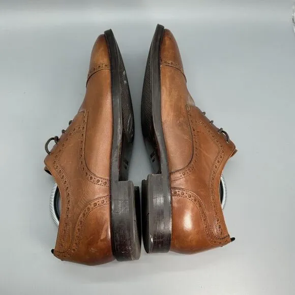 Cole Haan Men 10.5 Oxford Brown Leather Wingtip Jefferson Grand OS Cap Toe Shoes