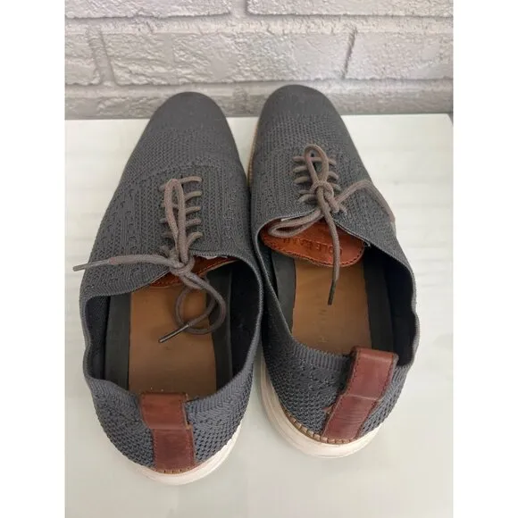 Cole Haan Men Gray Grand  Stitchlite Wingtip Oxford Shoe Size 10