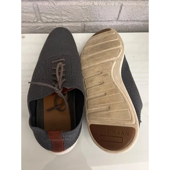 Cole Haan Men Gray Grand  Stitchlite Wingtip Oxford Shoe Size 10