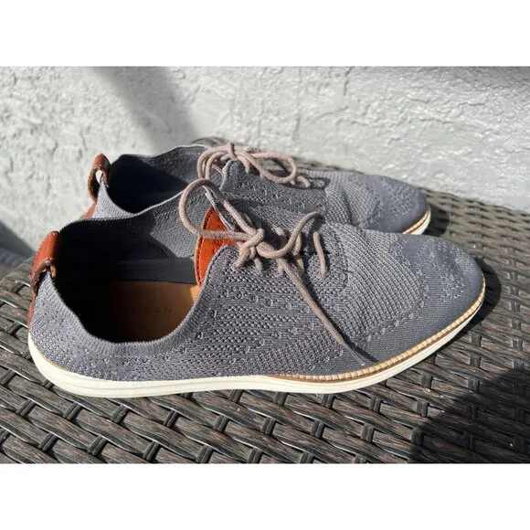 Cole Haan Men Gray Grand  Stitchlite Wingtip Oxford Shoe Size 10