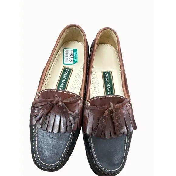 Cole Haan men’s brown leather tassel slip on loafer shoes 9D SKU 6266