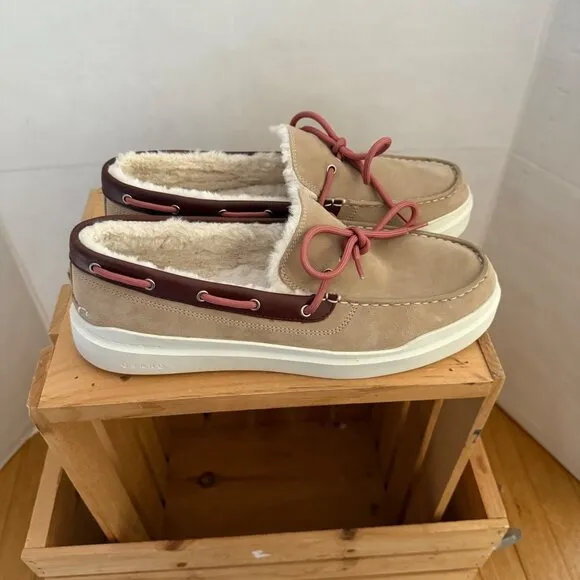 Cole Haan Size 11 Birch Suede Grandpro Rally Shearling Moccasin Loafer Shoes