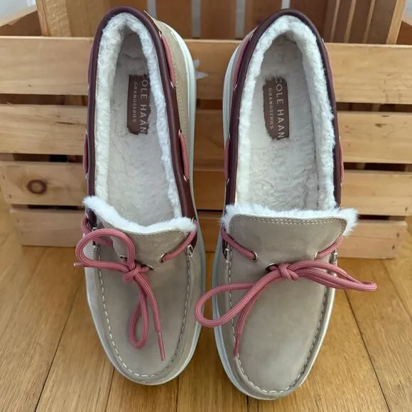 Cole Haan Size 11 Birch Suede Grandpro Rally Shearling Moccasin Loafer Shoes