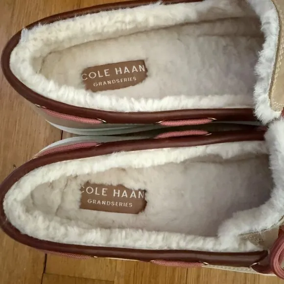 Cole Haan Size 11 Birch Suede Grandpro Rally Shearling Moccasin Loafer Shoes