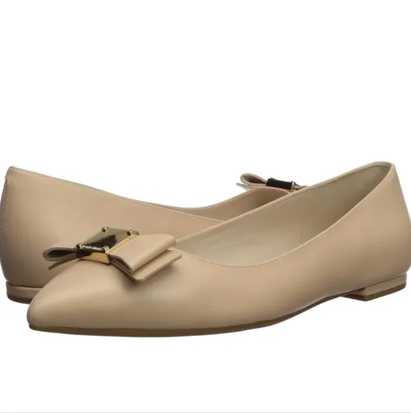 Cole Haan Tan Beige TALI bow Flats Sz 8 SH462