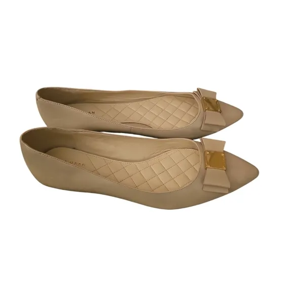 Cole Haan Tan Beige TALI bow Flats Sz 8 SH462