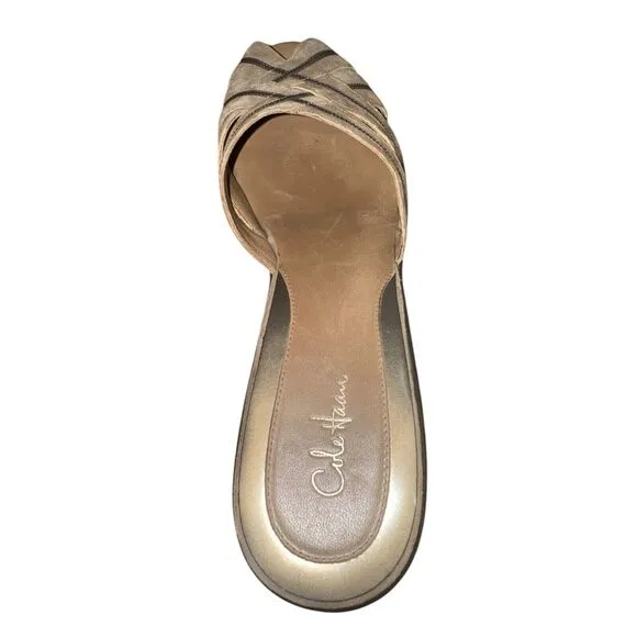 Cole Haan tan/ taupe Peep Toe Platform Sandal Women's Sz 10 Great Condition