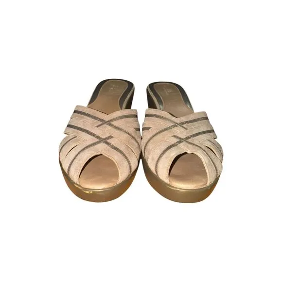 Cole Haan tan/ taupe Peep Toe Platform Sandal Women's Sz 10 Great Condition