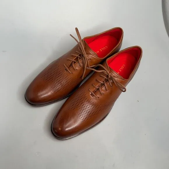 Cole Haan Washington Grand Laser Wingtip Oxfords Men Size 9M Brown Leather NWOT