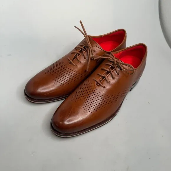 Cole Haan Washington Grand Laser Wingtip Oxfords Men Size 9M Brown Leather NWOT