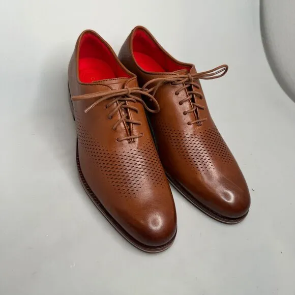 Cole Haan Washington Grand Laser Wingtip Oxfords Men Size 9M Brown Leather NWOT