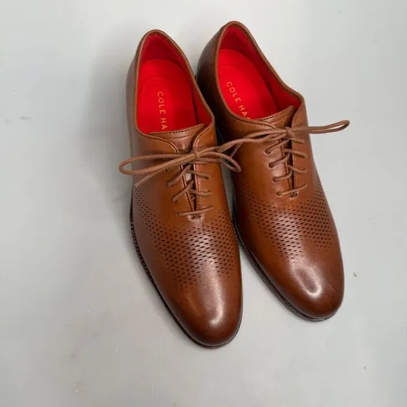 Cole Haan Washington Grand Laser Wingtip Oxfords Men Size 9M Brown Leather NWOT