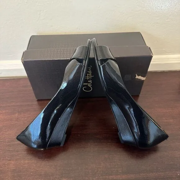 Cole Haan Women's black patent leather open peep toe pumps shoes size US 7,5