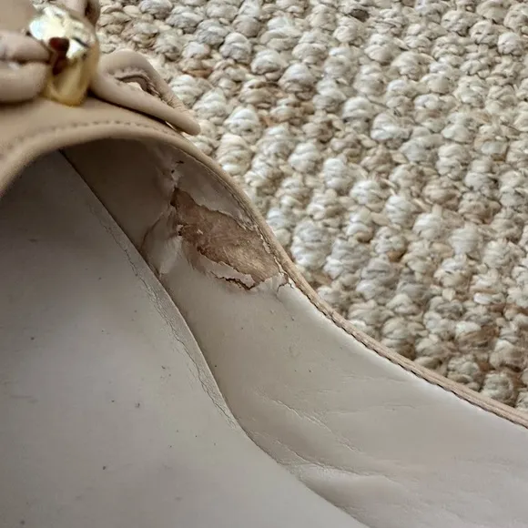Cole Haan Women’s Elsie Bow Wedge Sz 9.5 Beige Slip On Shoes MSRP $180. NWOT