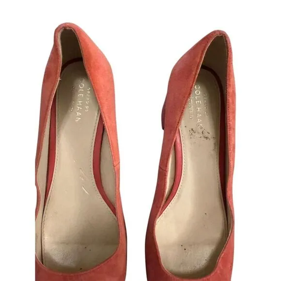 Cole Haan Women's Red Suede Pointed Toe Block Heels Size 8B