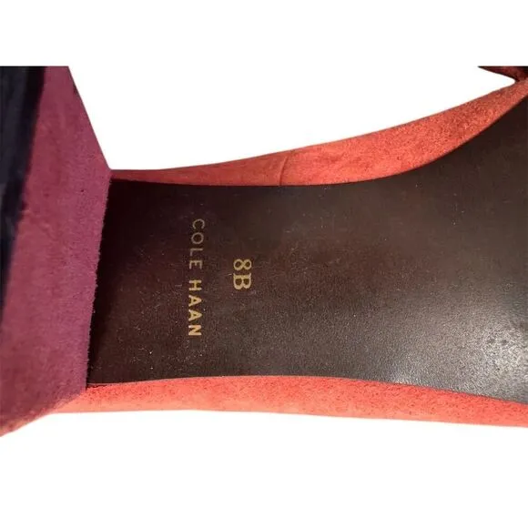 Cole Haan Women's Red Suede Pointed Toe Block Heels Size 8B