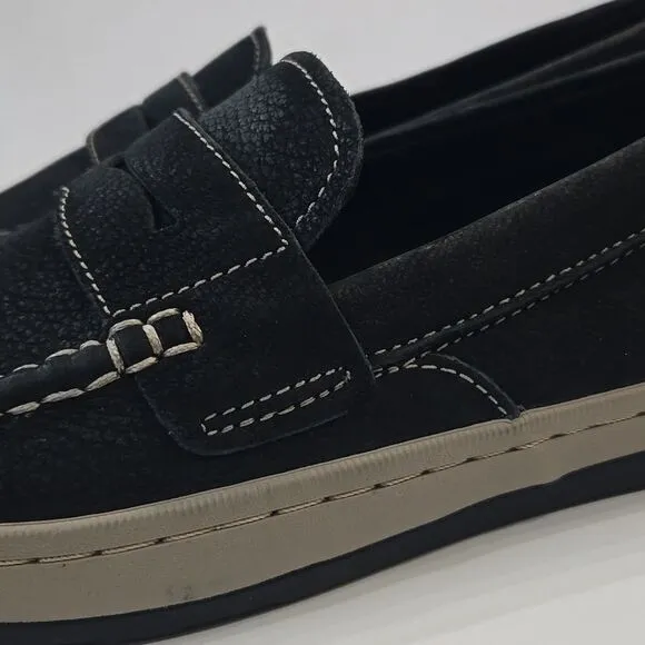 Cole Haan Claude Black Suede Penny Loafer Casual Preppy Boating Mens Size 9.5