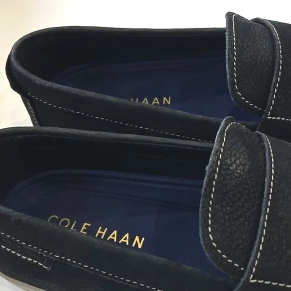 Cole Haan Claude Black Suede Penny Loafer Casual Preppy Boating Mens Size 9.5