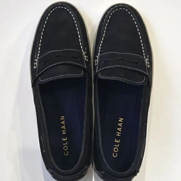 Cole Haan Claude Black Suede Penny Loafer Casual Preppy Boating Mens Size 9.5