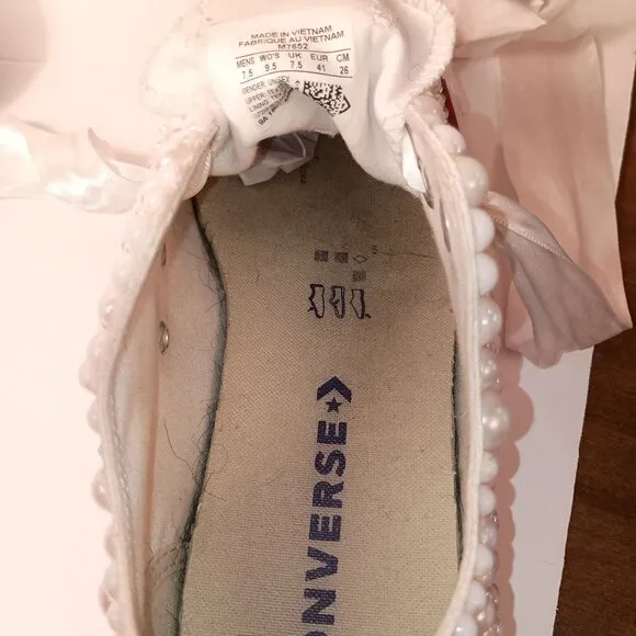 Converse All Star Bridal/Prom Pearls Rhinestones &amp; Ribbons Sneakers Size 9.5