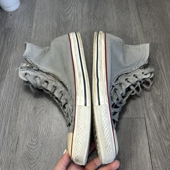 Converse Chuck Taylor High Double Zip Distressed Men Sz 12 Gray Shoes Sneakers
