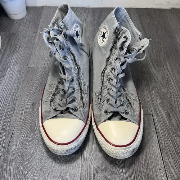 Converse Chuck Taylor High Double Zip Distressed Men Sz 12 Gray Shoes Sneakers