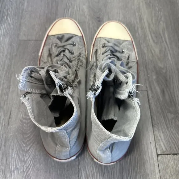 Converse Chuck Taylor High Double Zip Distressed Men Sz 12 Gray Shoes Sneakers