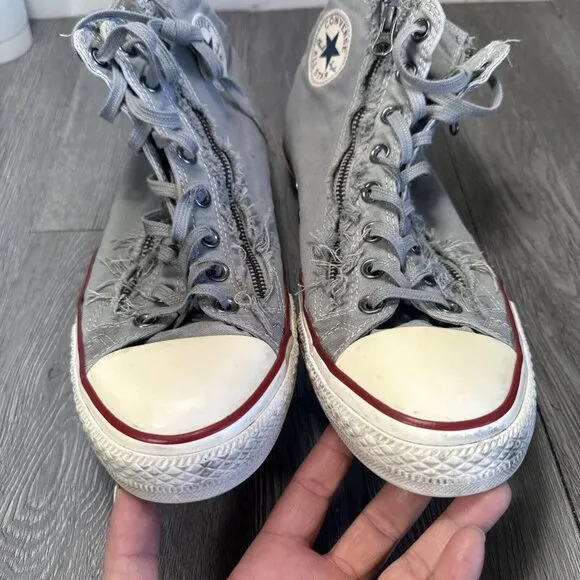 Converse Chuck Taylor High Double Zip Distressed Men Sz 12 Gray Shoes Sneakers